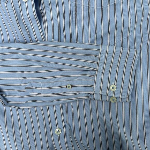 American Eagle Outfitters Vintage Fit Men’s Button Down Shirt Blue Brown Striped - Picture 5 of 5